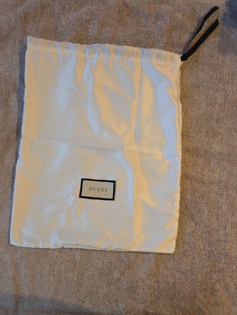 Gucci White Dust Bag with Black Drawstring